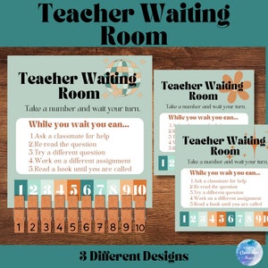 Retro Teacher Waiting Room - Student Waiting Room Poster - Classroom Organization - Classroom Management - Colorful Class Decor