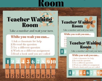 Retro Teacher Waiting Room - Student Waiting Room Poster - Classroom Organization - Classroom Management - Colorful Class Decor