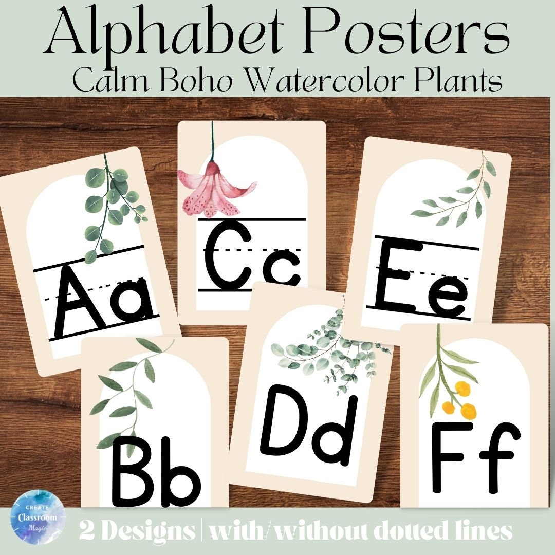 alphabet-posters-classroom-decor-letter-posters-boho-decor-watercolor-plants-kid-friendly-font-elementary-digital-download-etsy for Free Printable Alphabet Posters For Classroom Alphabet Posters | Classroom Decor | Letter Posters | Boho Decor | Watercolor Plants | Kid Friendly Font | Elementary | Digital Download - Etsy for Free Printable Alphabet Posters For Classroom