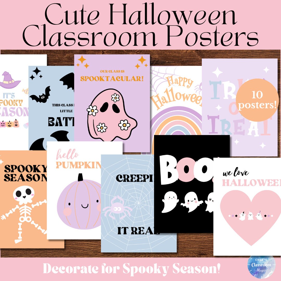 Cute Halloween Classroom Posters Spooky Decor Wall Art for - Etsy