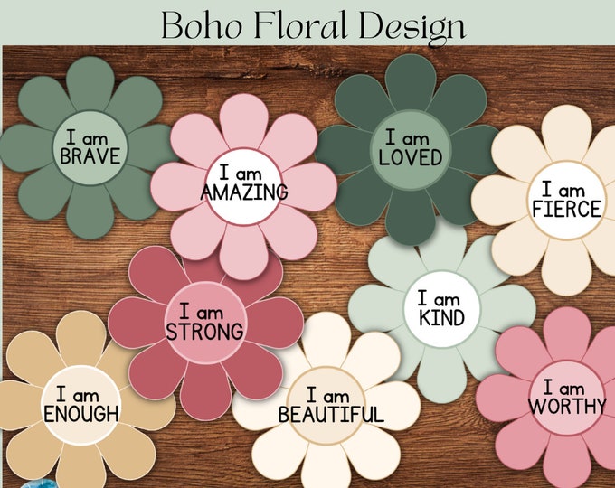 Floral Affirmation Station | Affirmation Cards | Growth Mindset Cards | Boho Kids Affirmation Display | Self-Love | Classroom Positivity