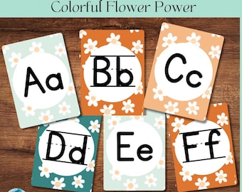 Alphabet Posters | Classroom Decor | Letter Posters | Retro Decor | Flower Power | Daisy | Kid Friendly Font | Elementary | Digital Download