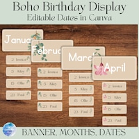 Voice Level Chart Classroom Printable Display, Editable in Canva, Boho ...