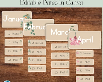 Boho Birthday Classroom Display | Custom Student Birthday Calendar | Personalized Birthday Bulletin Board | Birthday Celebration