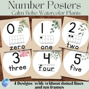 Boho Number Poster Téléchargements numériques : Décor de salle de classe imprimable pour les enseignants | Décoration murale pour enfants | Affiches éducatives sur les numéros