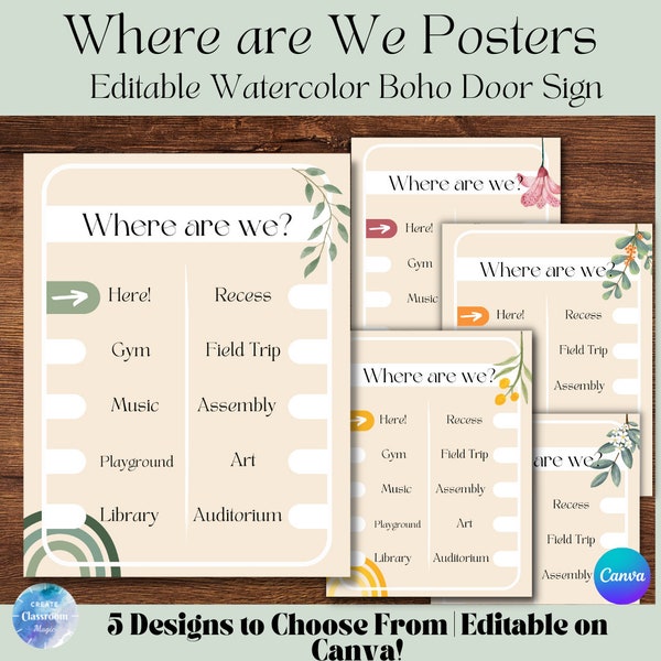 Where Are We Poster | Classroom Decor | Boho Design | Classroom Locator | Location Sign | School Communication | Door Sign