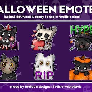 6 HALLOWEEN CAT EMOTES Pack - Twitch, Discord, Facebook, YouTube Emotes
