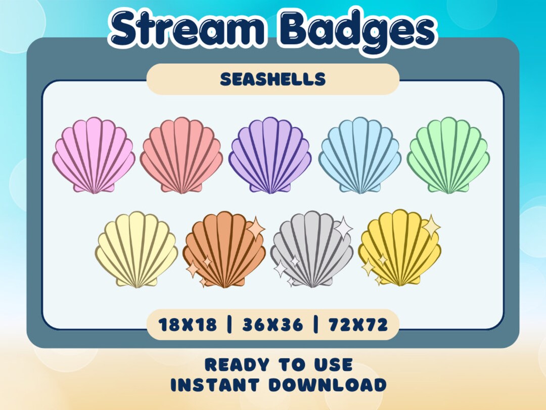 Seashell Twitch or Youtube Sub Badges - Etsy