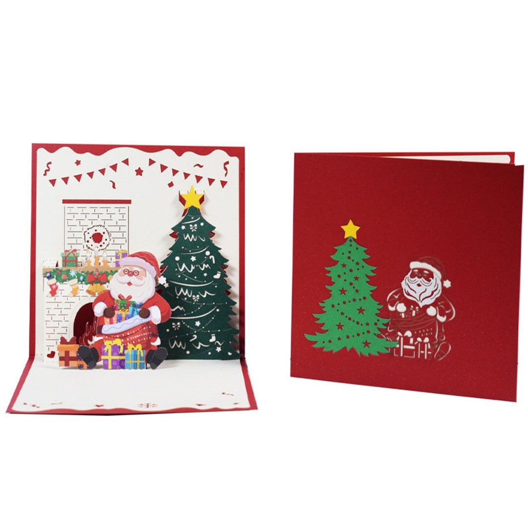 3D Desktop Cards Christmas Gift Cards Christmas Tree Santa Etsy