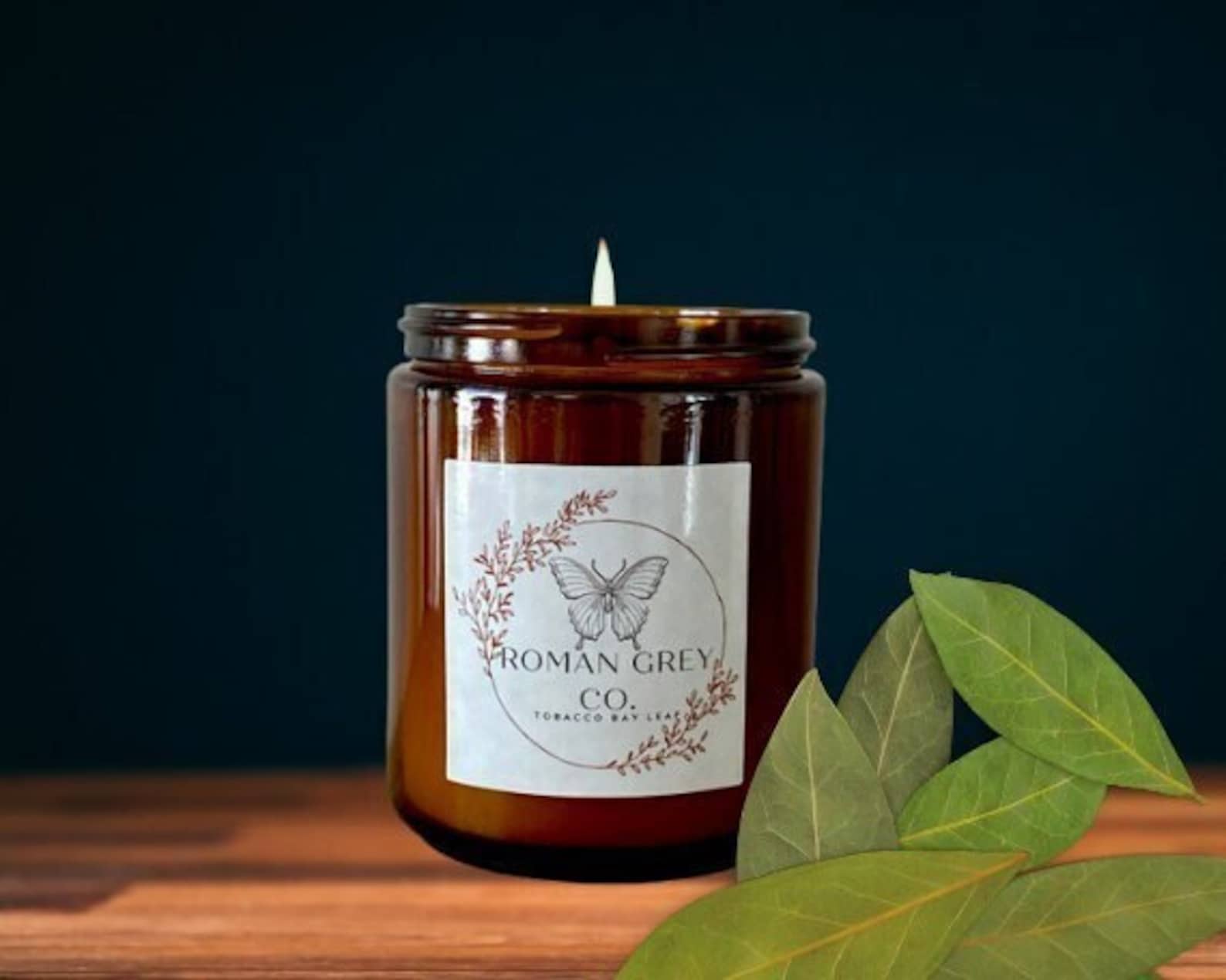 Tobacco Bay Leaf 8oz Candle Infused with Amethyst Crystals Etsy