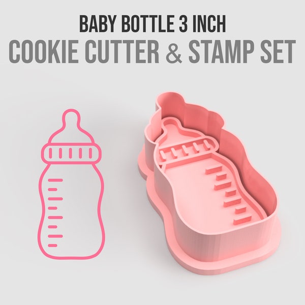 Baby Bottle Cookie Cutter & Stamp for Birthday Party and Baby Shower Occasions