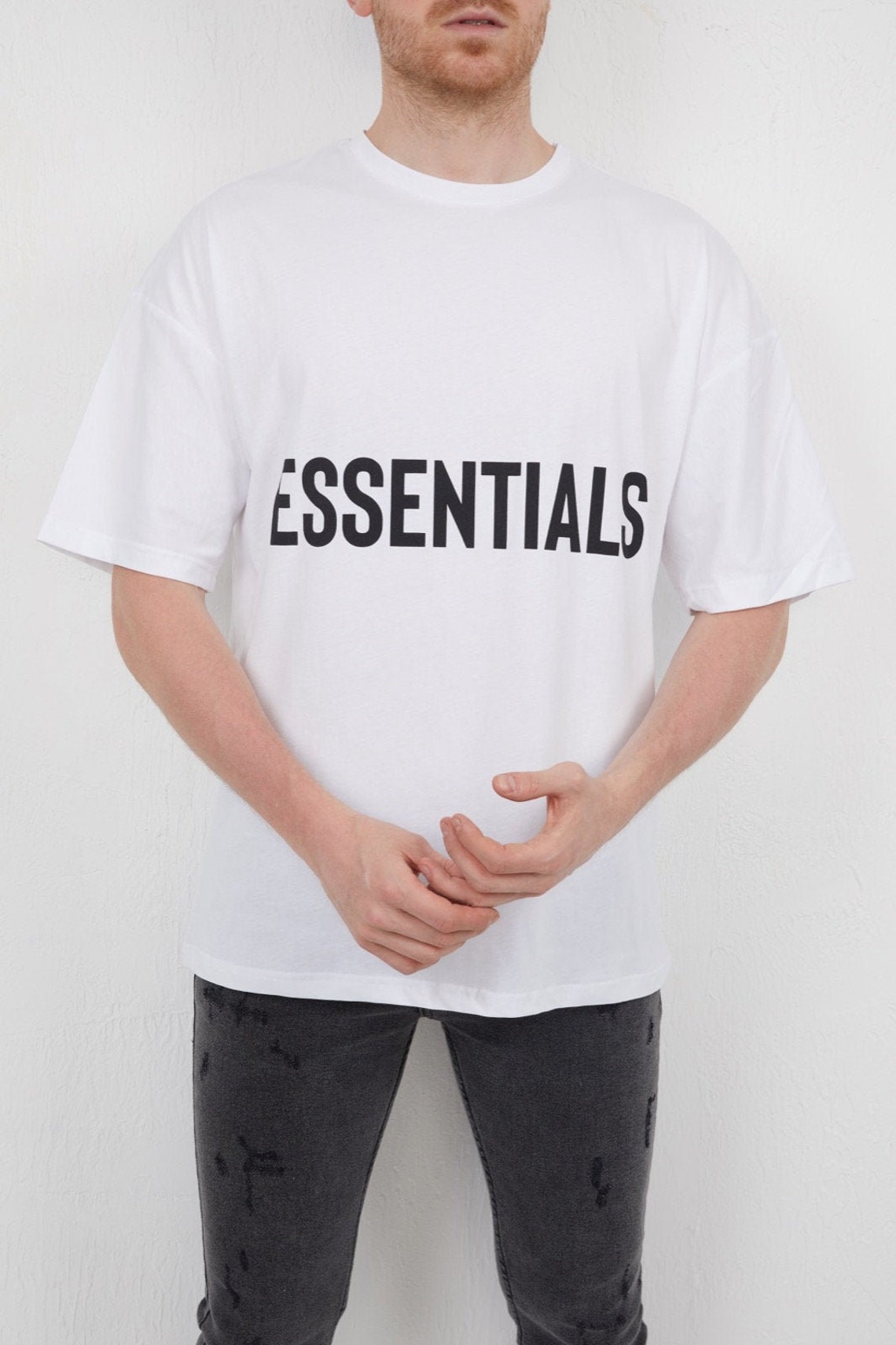 Essential Logo Oversized Baggy T-shirt White Essential | Etsy