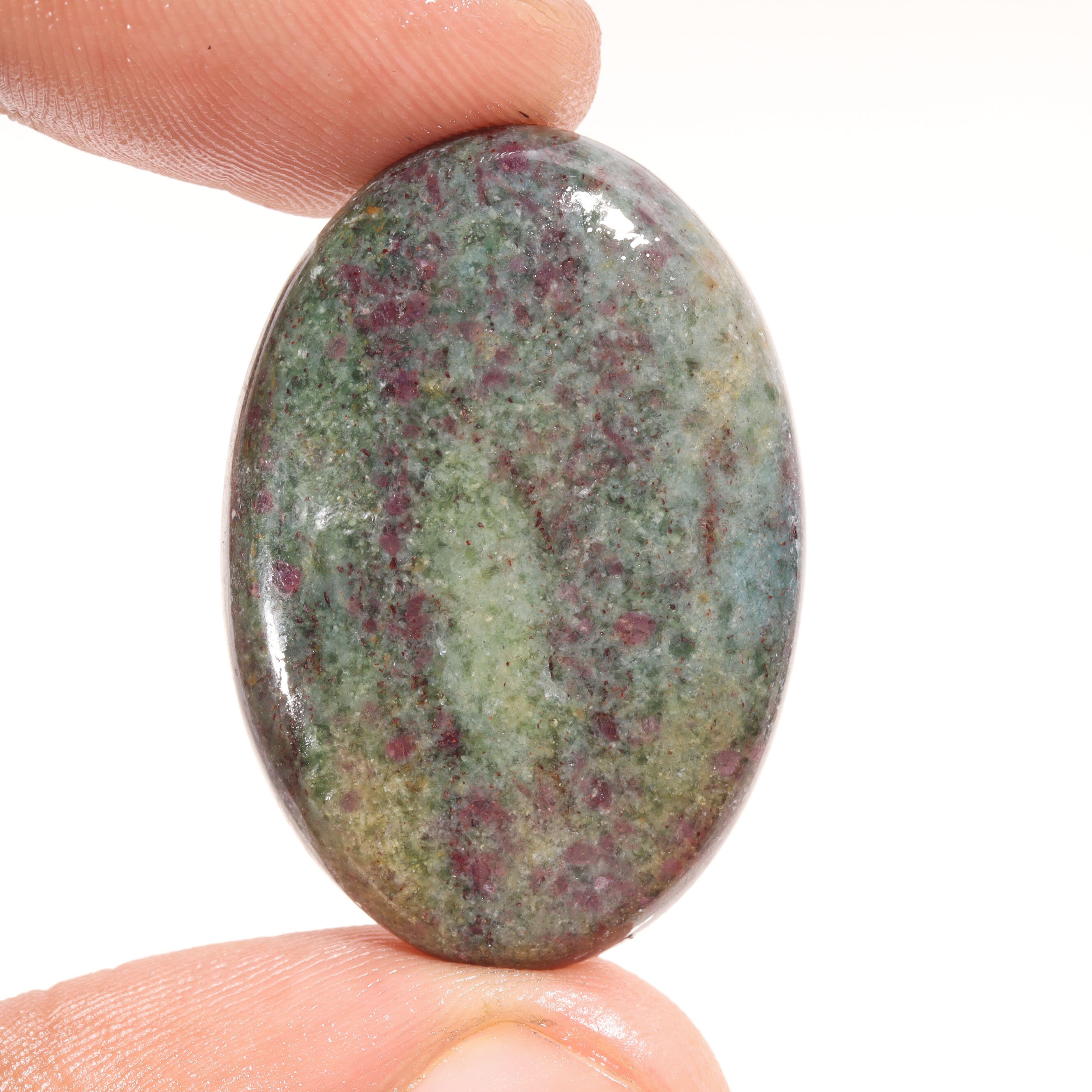 Natural Ruby Fuchsite Oval Shape Cabochon Loose Gemstone for