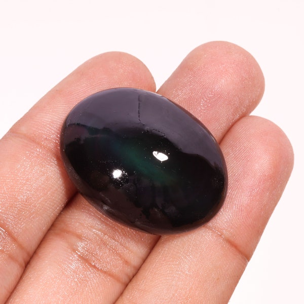 Superb Top Quality  Natural Rainbow Eye Obsidian Oval Shape Cabochon Loose Gemstone For Making Jewelry 62.30 Ct 34X25X12 MM AA-11165