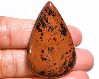 Excellent Top Grade Quality 100% Natural Mahogany Obsidian Pear Shape Cabochon Loose Gemstone For Making Jewelry 47.5 Ct. 40X27X7 mm SR-957