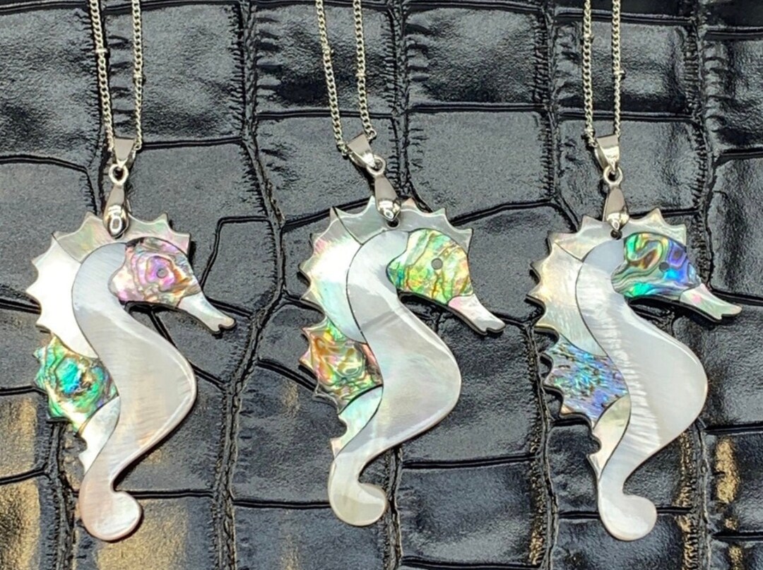 Abalone Seahorse Necklace Etsy