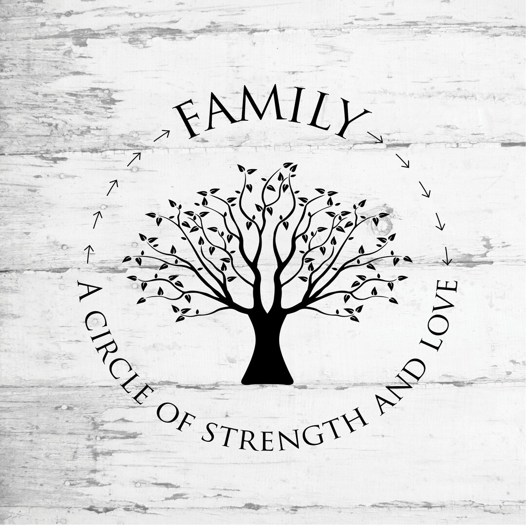 Family A Circle of Strength and Love Sign, Everyday Sign, Rustic