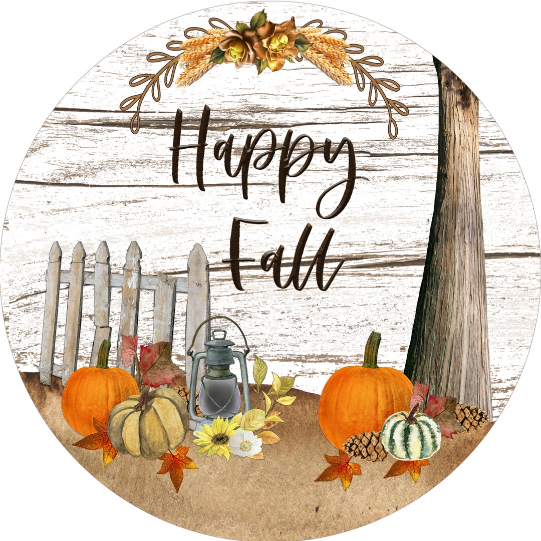 Happy Fall Shiplap Sign, Happy Fall Sign, Fall Pumpkin Sign, Round ...
