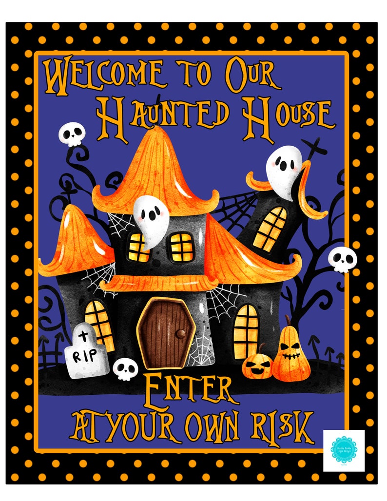 Welcome to Our Haunted House Sign Halloween Ghost Sign - Etsy