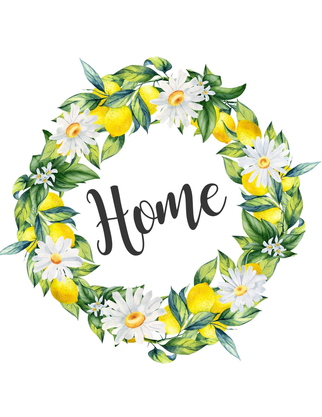 Home Sign Lemons and Daisies Sign Everyday Sign Round - Etsy