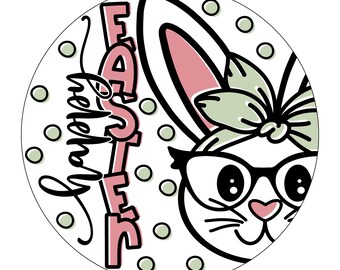 Happy Easter Sign, Bunny Sign, Easter Sign, Spring Wreath Sign, Craft Embellishment