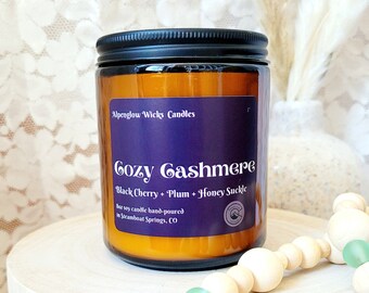 Cozy Cashmere 8oz Soy Candle in Amber Jar