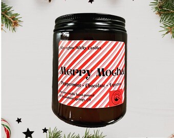 Merry Mocha 8oz Soy Candle in Amber Jar