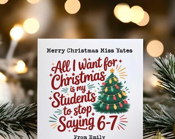 Christmas Card for Teachers | 6–7 Trend | Funny Classroom Card