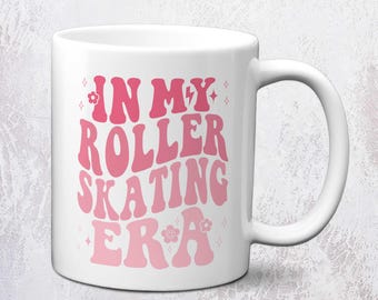 Taza "En mi época del patinaje sobre ruedas" / Regalos para patinadores / Tazas rosas con diseño de patines