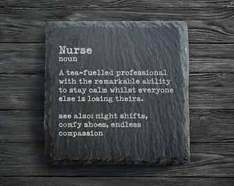 Nurse Dictionary Definition Slate Coaster | Personalised Gift for Nurses