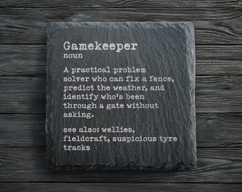 Gamekeeper Dictionary Definition Slate Coaster | Gamekeepers Gifts