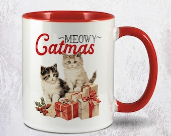 Meowy Catmas Mug – Funny Christmas Cat Mug – Cat Lover Gift – Novelty Festive Mug – Cute Catmas Mug – Christmas Gift for Cat Lovers