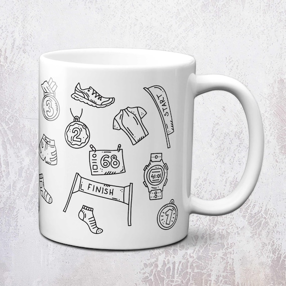 Doodle Run Running Mug | 3 Colours | Running Mug | Runners Gift