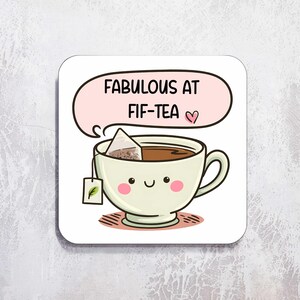 50th Birthday Coaster | Fabulous At Fif-Tea Coaster | Funny Gifts
