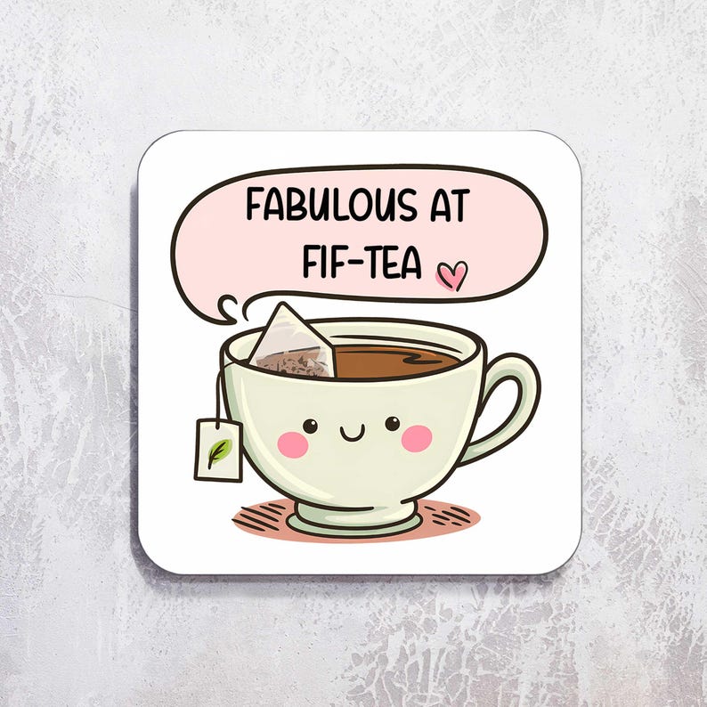 50th Birthday Coaster | Fabulous At Fif-Tea Coaster | Funny Gifts