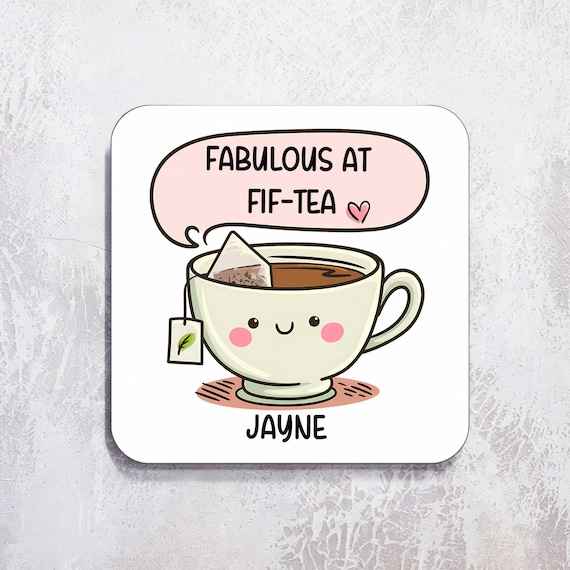 50th Birthday Coaster | Fabulous At Fif-Tea Coaster | Funny Gifts