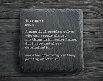 Farmer Dictionary Definition Slate Coaster | Personalised Farmer Gifts