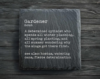 Gardener Dictionary Definition Slate Coaster | Personalised Gift for Gardeners