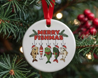 Adorno navideño Merry Fishmas para pescadores/relleno de calcetín navideño