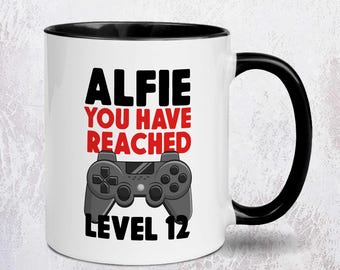Personalised Level Reached Gaming Mug | Custom Gamer Birthday Gift