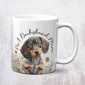 Dackel Hund Tasse | Niedliche Wursthund Tasse | No.1 Dackel Mama Tasse | Blüten