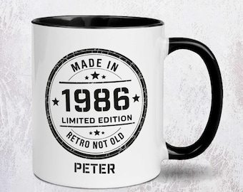 Personalised 40th Birthday Mug | Retro Not Old | Born In 1986 Gifts