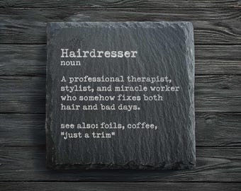 Hairdresser Dictionary Definition Slate Coaster | Personalised Hairdresser Gifts