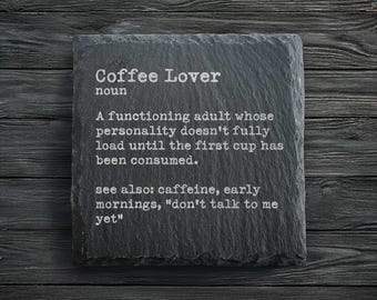 Coffee Lover Dictionary Definition Slate Coaster | Coffee Addict