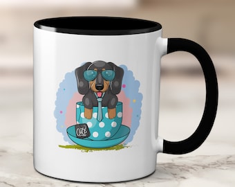 Cute Cartoon Dachshund Dog Mug | Cute Sausage Dog Mug