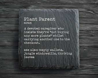 Plant Parent Dictionary Definition Slate Coaster | Personalised Gift for Gardeners