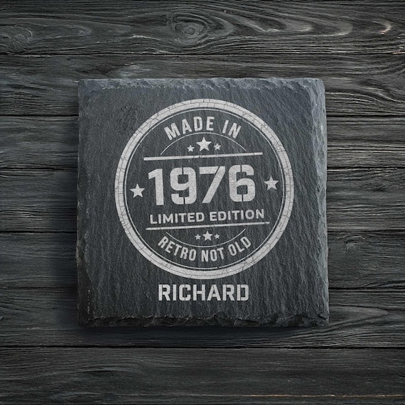 Personalised 50th Birthday Slate Coaster | Retro 50th Birthdays | 1976 Gift