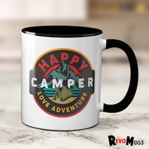 Happy Camper Love Adventure Mug | Revo Mugs | Retro | 11oz Mug