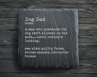 Dog Dad Dictionary Definition Slate Coaster | Personalised Dog Gift