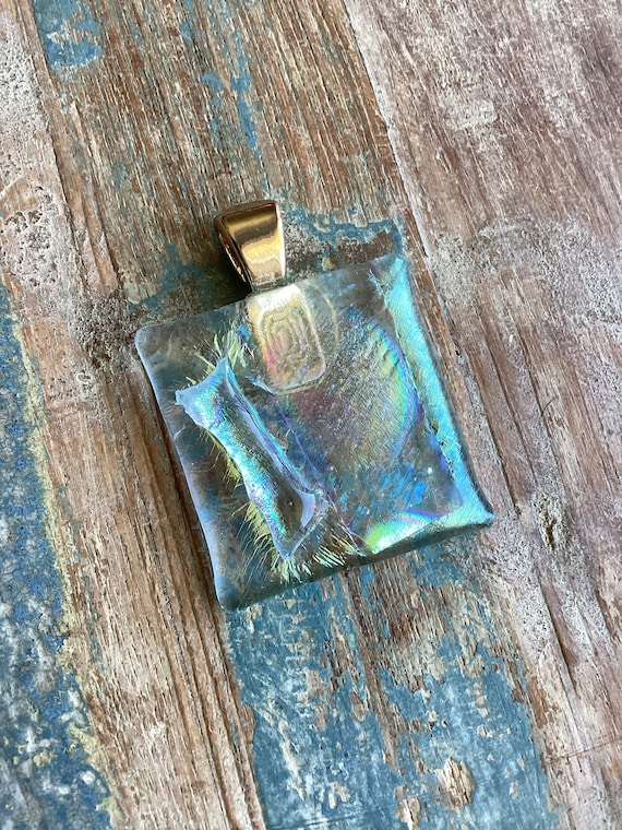 1990s Dichroic Art Glass Pendant Dichroic Iridesce